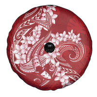 Red Polynesia Hammerhead Shark Tattoo With Plumeria Lei Spare Tire Cover