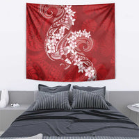 Red Polynesia Hammerhead Shark Tattoo With Plumeria Lei Tapestry