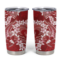 Red Polynesia Hammerhead Shark Tattoo With Plumeria Lei Tumbler Cup