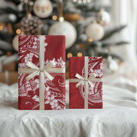 Red Polynesia Hammerhead Shark Tattoo With Plumeria Lei Wrapping Paper - Polynesian Pride