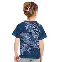 Navy Blue Polynesia Hammerhead Shark Tattoo With Plumeria Lei Kid T Shirt