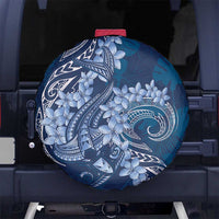 Navy Blue Polynesia Hammerhead Shark Tattoo With Plumeria Lei Spare Tire Cover