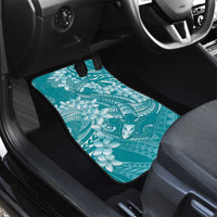 Teal Polynesia Hammerhead Shark Tattoo With Plumeria Lei Car Mats