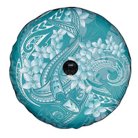 Teal Polynesia Hammerhead Shark Tattoo With Plumeria Lei Spare Tire Cover