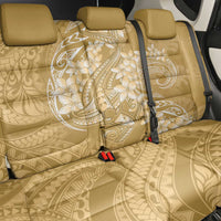 Yellow Polynesia Hammerhead Shark Tattoo With Plumeria Lei Back Car Seat Cover