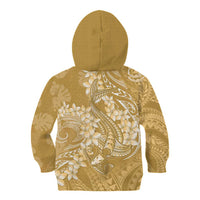 Yellow Polynesia Hammerhead Shark Tattoo With Plumeria Lei Kid Hoodie
