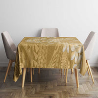 Yellow Polynesia Hammerhead Shark Tattoo With Plumeria Lei Tablecloth