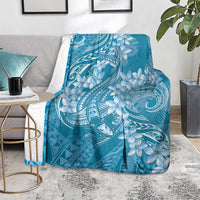 Blue Polynesia Hammerhead Shark Tattoo With Plumeria Lei Blanket