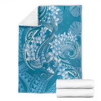 Blue Polynesia Hammerhead Shark Tattoo With Plumeria Lei Blanket