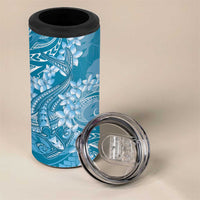 Blue Polynesia Hammerhead Shark Tattoo With Plumeria Lei 4 in 1 Can Cooler Tumbler