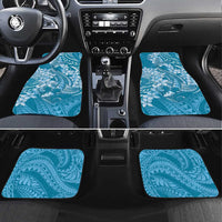 Blue Polynesia Hammerhead Shark Tattoo With Plumeria Lei Car Mats