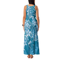 Blue Polynesia Hammerhead Shark Tattoo With Plumeria Lei Family Matching Tank Maxi Dress and Hawaiian Shirt