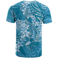 Blue Polynesia Hammerhead Shark Tattoo With Plumeria Lei T Shirt