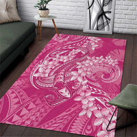 Pink Polynesia Hammerhead Shark Tattoo With Plumeria Lei Area Rug