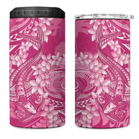 Pink Polynesia Hammerhead Shark Tattoo With Plumeria Lei 4 in 1 Can Cooler Tumbler