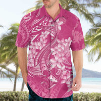 Pink Polynesia Hammerhead Shark Tattoo With Plumeria Lei Hawaiian Shirt