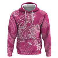 Pink Polynesia Hammerhead Shark Tattoo With Plumeria Lei Hoodie