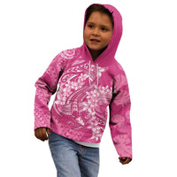 Pink Polynesia Hammerhead Shark Tattoo With Plumeria Lei Kid Hoodie