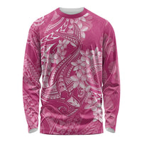 Pink Polynesia Hammerhead Shark Tattoo With Plumeria Lei Long Sleeve Shirt