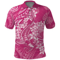 Pink Polynesia Hammerhead Shark Tattoo With Plumeria Lei Polo Shirt