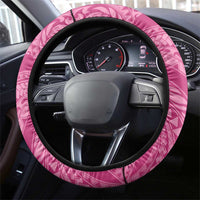 Pink Polynesia Hammerhead Shark Tattoo With Plumeria Lei Steering Wheel Cover
