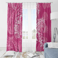 Pink Polynesia Hammerhead Shark Tattoo With Plumeria Lei Window Curtain