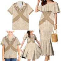 Mauri Ribaberiki Kiribati Family Matching Mermaid Dress and Hawaiian Shirt Cowrie Shells Lei Palm Leaf Weaving LT14 - Polynesian Pride