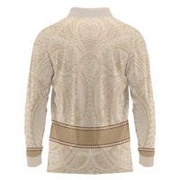 Mauri Ribaberiki Kiribati Long Sleeve Polo Shirt Cowrie Shells Lei Palm Leaf Weaving