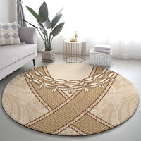 Mauri Ribaberiki Kiribati Round Carpet Cowrie Shells Lei Palm Leaf Weaving