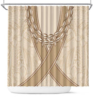 Mauri Ribaberiki Kiribati Shower Curtain Cowrie Shells Lei Palm Leaf Weaving