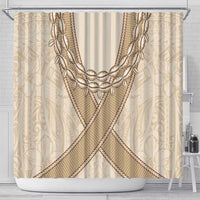 Mauri Ribaberiki Kiribati Shower Curtain Cowrie Shells Lei Palm Leaf Weaving