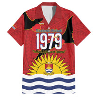 Mauri Kiribati Independence Day Family Matching Off Shoulder Short Dress and Hawaiian Shirt 1979 Proud National Frigatebird LT14 Dad's Shirt - Short Sleeve Red - Polynesian Pride