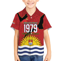 Mauri Kiribati Independence Day Family Matching Short Sleeve Bodycon Dress and Hawaiian Shirt 1979 Proud National Frigatebird