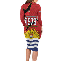 Mauri Kiribati Independence Day Long Sleeve Bodycon Dress 1979 Proud National Frigatebird