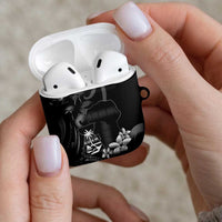Black Hafa Adai Guam AirPods Case Chamorro Latte Stone Hand With Plumeria - Polynesian Pride