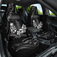 Black Hafa Adai Guam Car Seat Cover Chamorro Latte Stone Hand With Plumeria