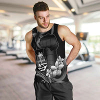 Black Hafa Adai Guam Men Tank Top Chamorro Latte Stone Hand With Plumeria