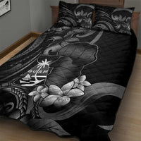 Black Hafa Adai Guam Quilt Bed Set Chamorro Latte Stone Hand With Plumeria
