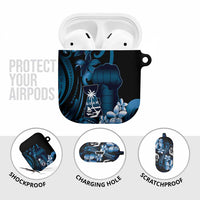 Blue Hafa Adai Guam AirPods Case Chamorro Latte Stone Hand With Plumeria - Polynesian Pride