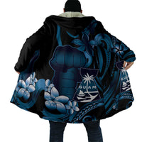 Blue Hafa Adai Guam Cloak Chamorro Latte Stone Hand With Plumeria - Polynesian Pride