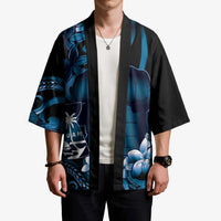 Blue Hafa Adai Guam Kimono Chamorro Latte Stone Hand With Plumeria - Polynesian Pride