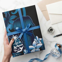 Blue Hafa Adai Guam Wrapping Paper Chamorro Latte Stone Hand With Plumeria - Polynesian Pride