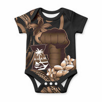 Brown Hafa Adai Guam Baby Onesie Chamorro Latte Stone Hand With Plumeria