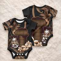 Brown Hafa Adai Guam Baby Onesie Chamorro Latte Stone Hand With Plumeria