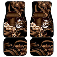 Brown Hafa Adai Guam Car Mats Chamorro Latte Stone Hand With Plumeria
