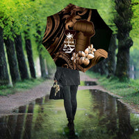 Brown Hafa Adai Guam Umbrella Chamorro Latte Stone Hand With Plumeria - Polynesian Pride