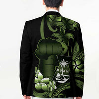 Green Hafa Adai Guam Blazer Chamorro Latte Stone Hand With Plumeria - Polynesian Pride