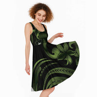 Green Hafa Adai Guam Midi Dress Chamorro Latte Stone Hand With Plumeria - Polynesian Pride