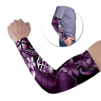 Purple Hafa Adai Guam Arm Sleeves Chamorro Latte Stone Hand With Plumeria - Polynesian Pride
