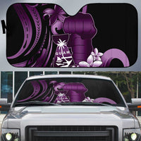 Purple Hafa Adai Guam Auto Sun Shade Chamorro Latte Stone Hand With Plumeria - Polynesian Pride